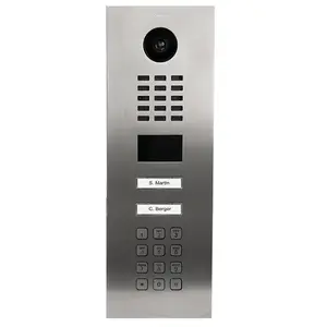 Video interkoms DoorBird D2102KV — ārpustelpu nerūsējošā tērauda korpuss, IP65, kustības sensors 10 m, IR LED, PoE (IEEE 802.3af), 10/100 Mbit/s, 131×383×49.6 mm