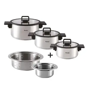 Trauku komplekts Berndes B.MIRACLE 5 gab. — katli 18/20/24 cm, bļoda 14 cm, tvaicēšanas siets 22 cm