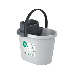 Oval bucket with flat push button ECO EGO model 36070250, plastic oval cleaning bucket with flat push button lid