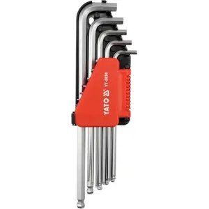 Hex L-key Allen wrench set YATO YT-5837, ball end, sizes 1/16"–3/8", 12 pcs