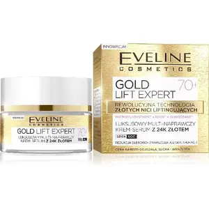 Крем‑сыворотка Eveline Gold Lift Expert 70+ мультивосстанавливающая день и ночь 50 мл