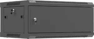 Wall-mount 19" rack cabinet LANBERG 4U 600x450 mm black with metal door