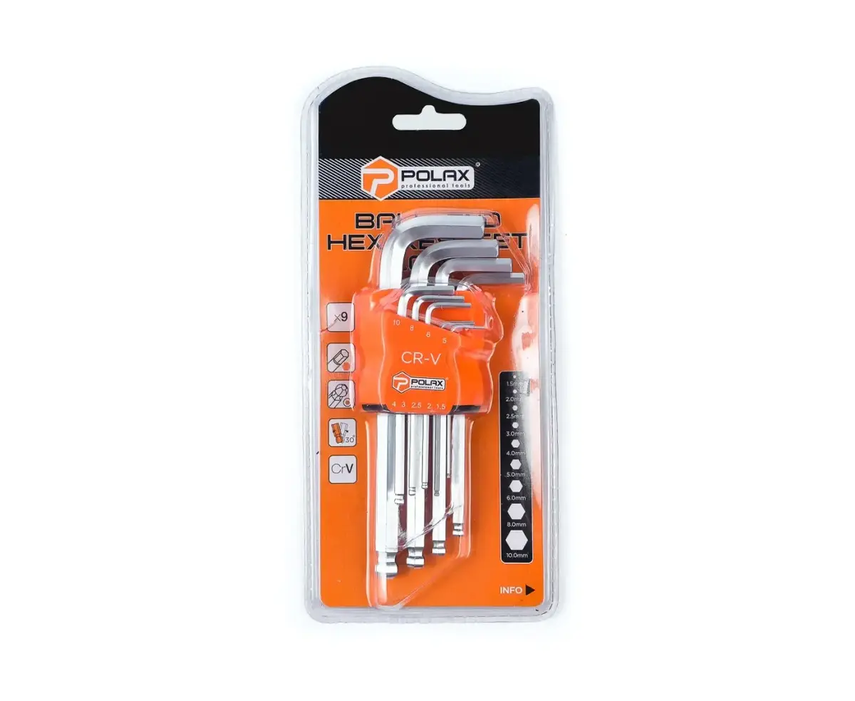 Hex Key Set Polax 25-010, 9 pcs 1.5–10 mm Photo 3