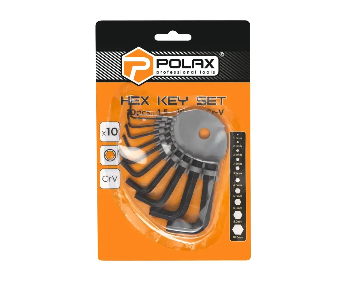 Seškanšu atslēgu komplekts Polax 25-011 — 10 gab. 1.5–10 mm Photo 3