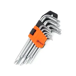 Набор ключей TORX Polax 9 шт T10–T50 CrV короткие, модель 25-007