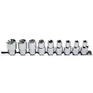 Socket set 1/2" HOGERT HT1A880, E10–E24, 9 pcs