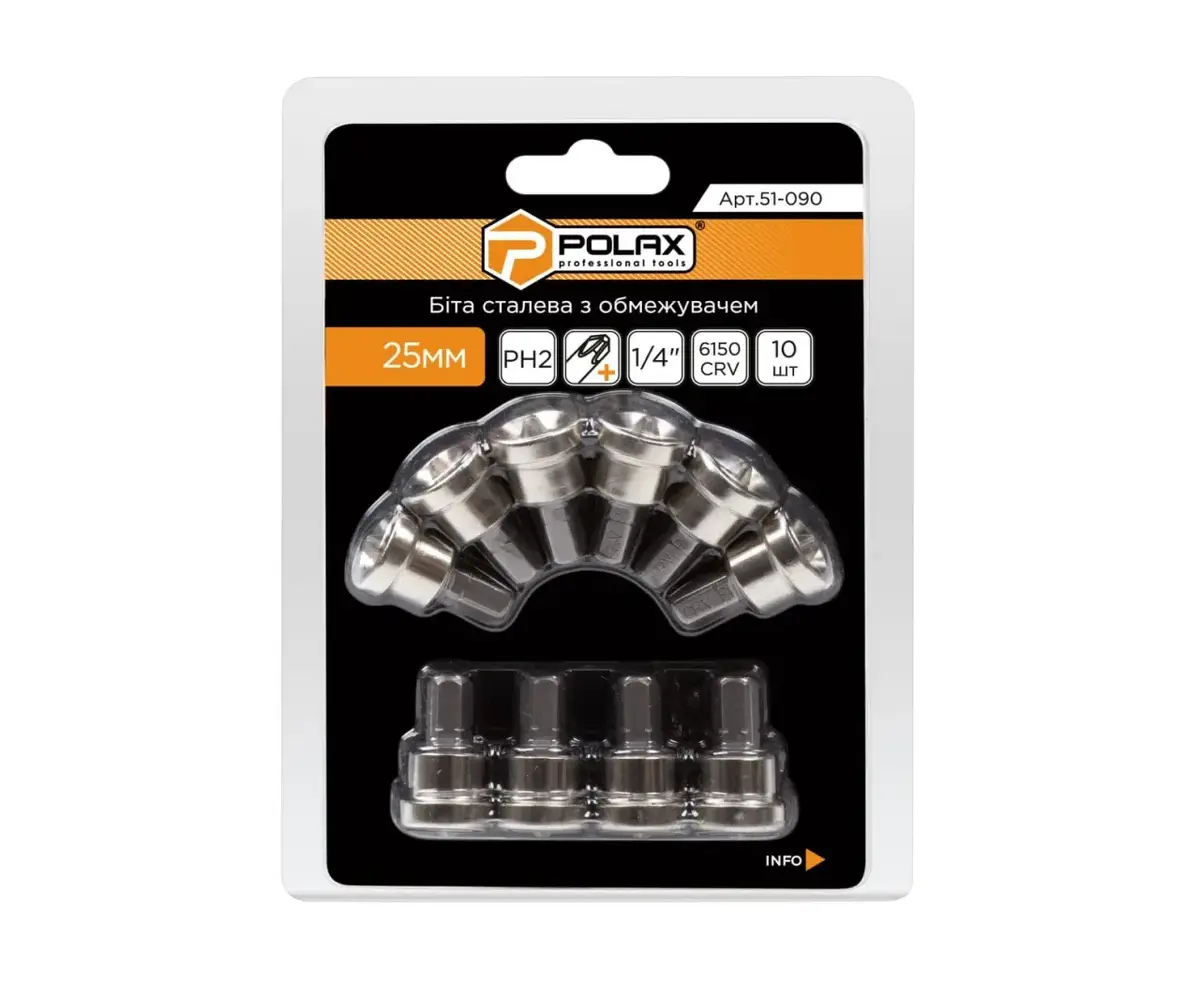 Screwdriver bit set Polax 51-090 PH2, 10 pcs Photo 2