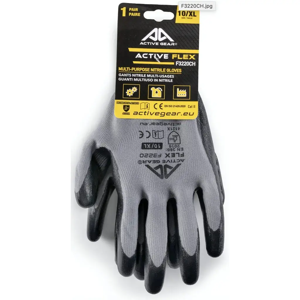 Darba cimdi Active Gear F3220, poliesters ar nitrilu, izmērs 9/L Photo 2