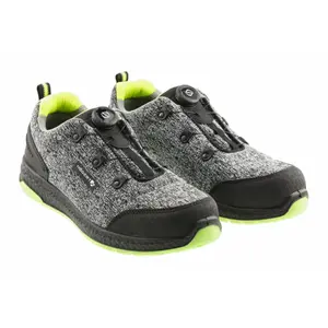 Защитные рабочие туфли HOGERT KEMNITZ LACE SYSTEM S1PS SR FO, размер 46, алюминиевый носок, противоскользящая подошва, серо‑зелёные