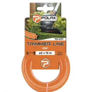 Trimmera aukla Polax 2,7 mm x 15 m, zvaigznes formas šķērsgriezums, neilons