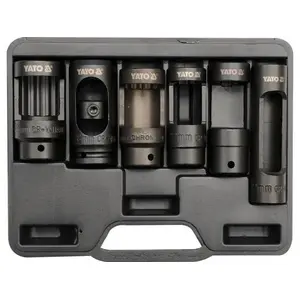 Socket set YATO YT-0622 for vehicle repair — 6 pcs, chromium-vanadium steel, black, for engine head