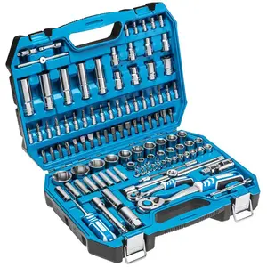 Socket and Bit Set HOGERT HT1R432 — 112 pieces, includes 1/4" and 1/2" ratchet wrenches