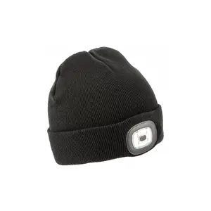 Winter hat HOGERT HT5K486 with LED light 150 lm, USB rechargeable, black