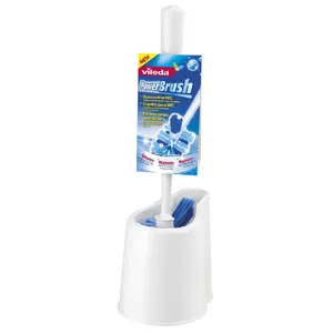 Toilet brush and holder Vileda 125922, polypropylene holder, blue/white