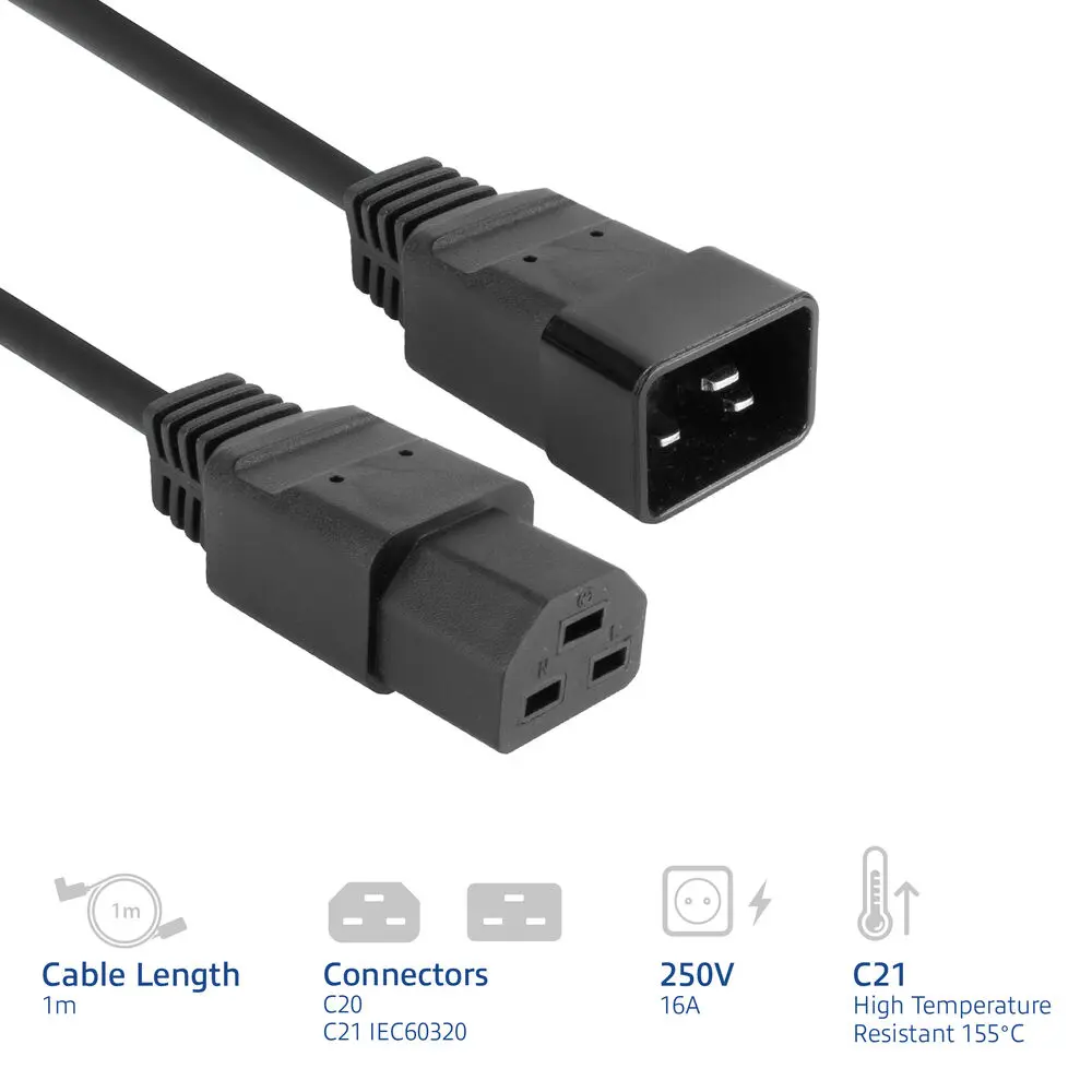 ACT Powercord C20 - C21 1 m Black Photo 3
