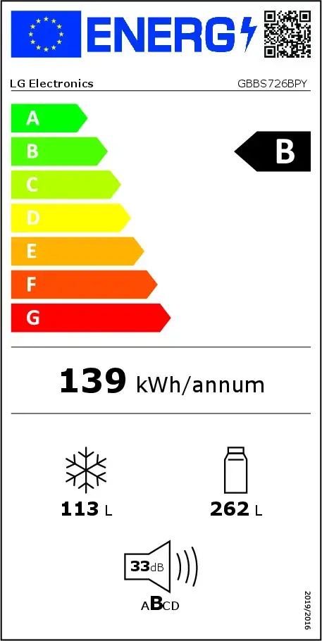 LG GBBS726BPY iebūvējamais ledusskapis‑saldētava 375 L Photo 13