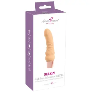 Vibrator beau cœur SELON Soft Real Stimulator EXT – rechargeable TPE/ABS, total length 19.7 cm, insertion 14 cm, Ø 3.7–5 cm, 12 modes