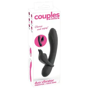 Vibrator Couples Choice Duo Vibrator — silicone, rechargeable, waterproof, vibrator 20 cm, insertion 15 cm, Ø max 3.8 cm; cock ring 10.5 cm, Ø 3.1 cm