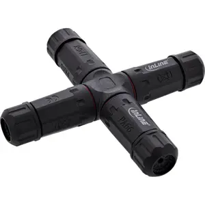 InLine 69927V Cable coupler IP68 3-pin 4-way M20 black Polyamide Silicone TÜV RoHS