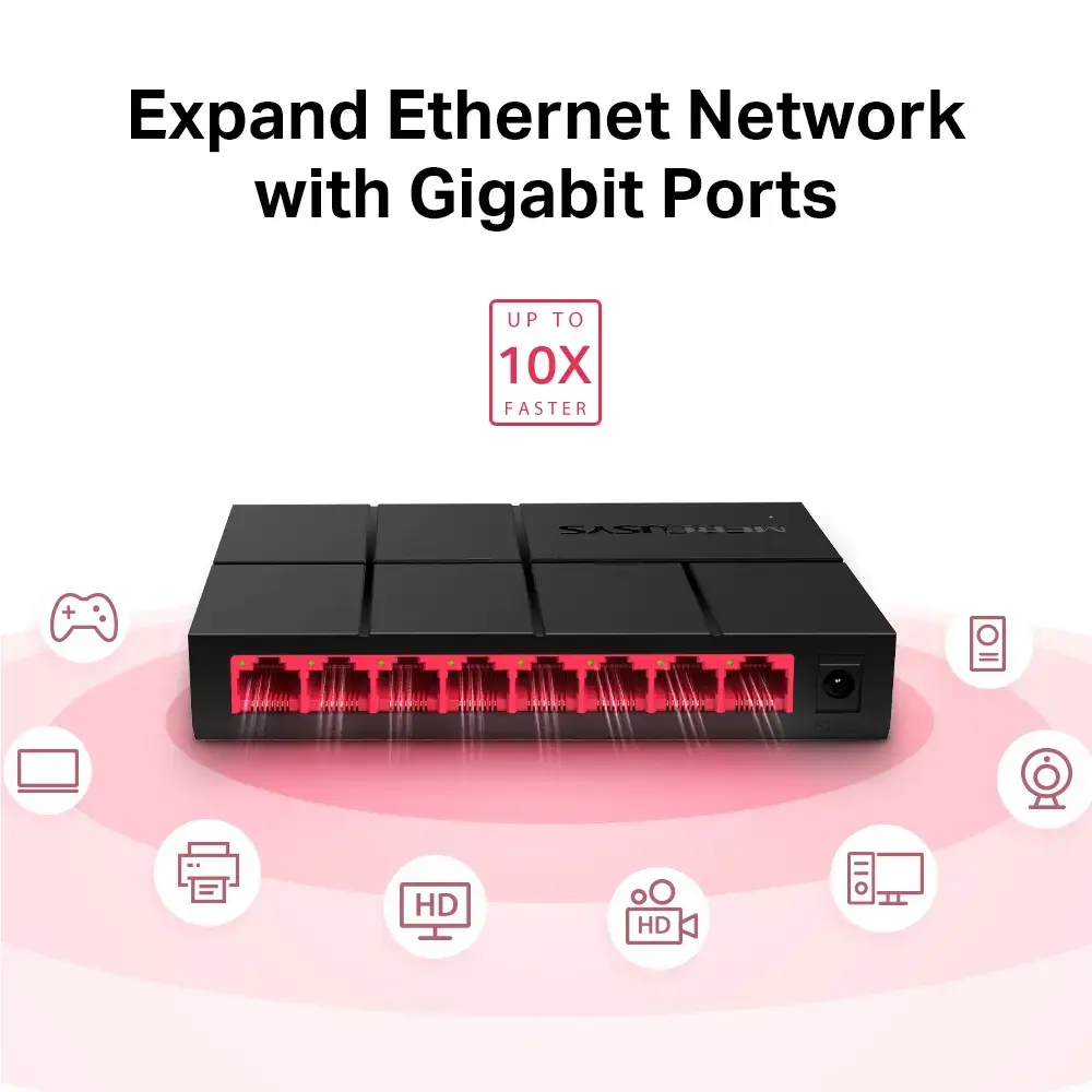 Mercusys MS108G 8-портовый Gigabit настольный коммутатор Photo 5