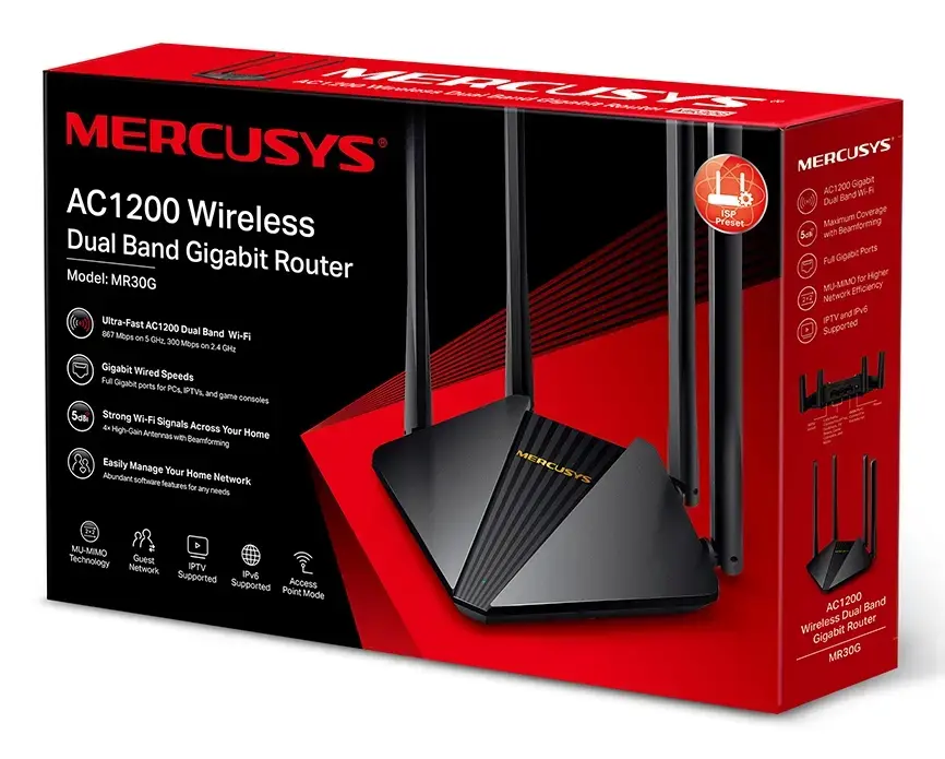 Mercusys MR30G AC1200 двухдиапазонный гигабитный роутер Photo 4