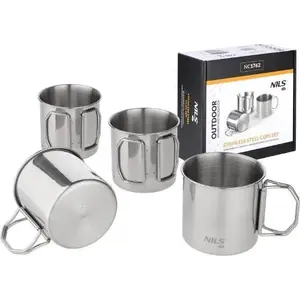 Stainless Steel Cup Set, Nils Extreme NC1762 — 4-piece camping cups