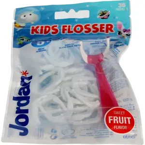 Bērnu zobu diegi-ar kātiņu Jordan Kids Flosser 5+ — 36 gab.