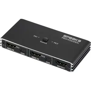 HDMI 2.0 Slim KVM 2x1 USB 2.0 + IR switch, SpeaKa Professional SP-13724436, 3840×2160 support, black