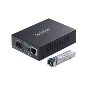 Media converter StarTech.com MCM1110SMLC40 — Gigabit copper-to-fiber (RJ45 to LC), SM 40 km, 10/100/1000 Mbps, metal housing