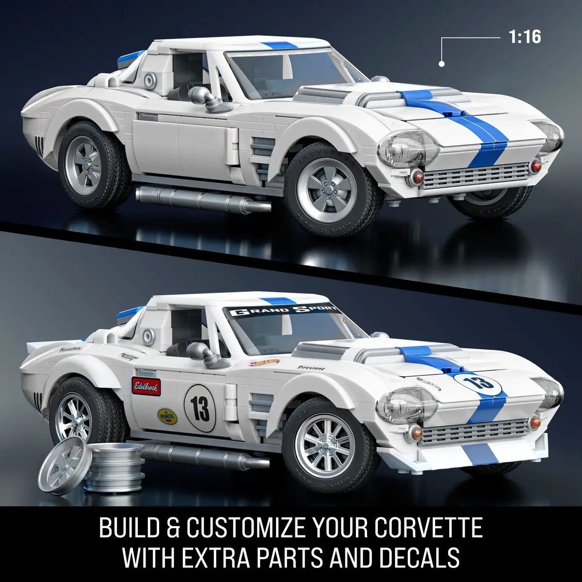 MEGA Mattel Brick Shop Hot Wheels Corvette Grand Sport — 918 pcs Photo 8