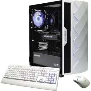 Stacionārais dators Hyrican GAMEMAX Diamond WT 7798 — AMD Ryzen 7 5700X, 16 GB DDR4, 1 TB SSD, NVIDIA GeForce RTX 5060, Windows 11 Home, balts Tower