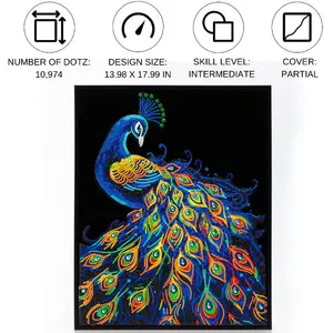 Diamond Dotz Adults Flocked Neon Peacock — набор алмазной вышивки для взрослых, флокированный дизайн