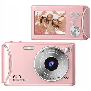 Digital Camera Xrec Q18 — 64MP, 4K@30fps Video, 18x Zoom, AntiShake — Pink