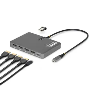 StarTech QUAD-USB-HDMI-ADAPT Адаптер USB-C для четырех мониторов с поддержкой 4K 60Hz HDMI и 140W PD Passthrough