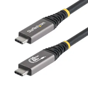 USB4 Cable StarTech CC3M20GUSB4CX — 3 m USB-C to USB-C, 20 Gbps, 60W PD, 4K120Hz DP 2.1, TPE jacket, black