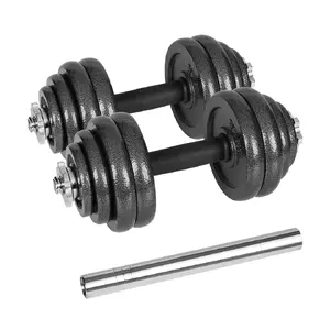 Regulējamie svaru komplekti kastē Rebel RBA-2327-30 — 30 kg komplekts ar 2 stieņiem un svaru diskiem (8×2,5 kg, 4×1,25 kg, 4×0,5 kg)