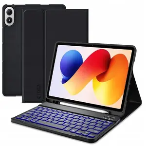 Aizsargmaciņš ar tastatūru 4kom.pl priekš Xiaomi Poco Pad M1 / Redmi Pad 2 Pro 12.1 — melns