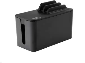 Kabeļu organizators BlueLounge CableBox Mini Station melns — kompakts statīvs barošanas slēdzēm un vadiem