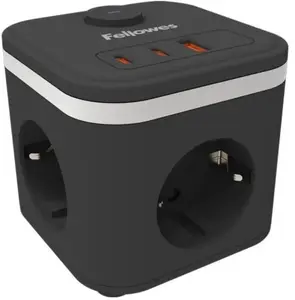 Сетевой фильтр Fellowes Power Cube 3 розетки, 1×USB-A, 2×USB-C, с выключателем