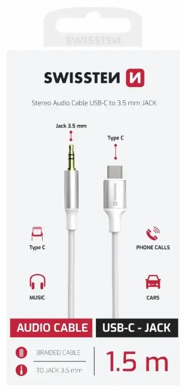 SWISSTEN USB-C uz 3,5 mm audio kabelis 1,5 m Photo 2