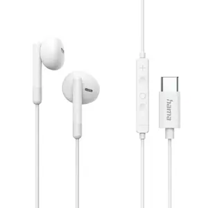 Vadu austiņu HAMA Classy in-ear zvaniem/mūzikai, USB Type-C, 20–20 000 Hz, vads 1,2 m, balta