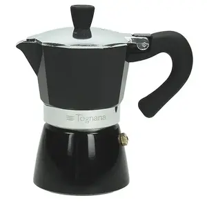 Moka pot Tognana V4430064702 manual stovetop coffee maker, aluminium, Black/Silver, 462 g