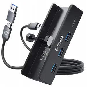 ORICO active USB-C hub MH4PC-10-BK-BP — 5 Gbps, 15W, screw-mounted, 3× USB-A + 1× USB-C, black