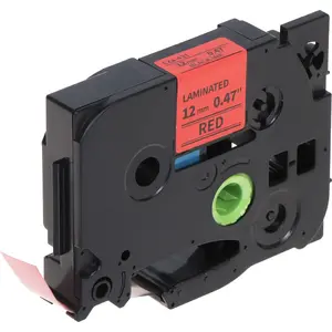 Etiķešu drukas lente Brother TZE-231/R-B 12 mm – melns uz sarkana (laminēta lente)