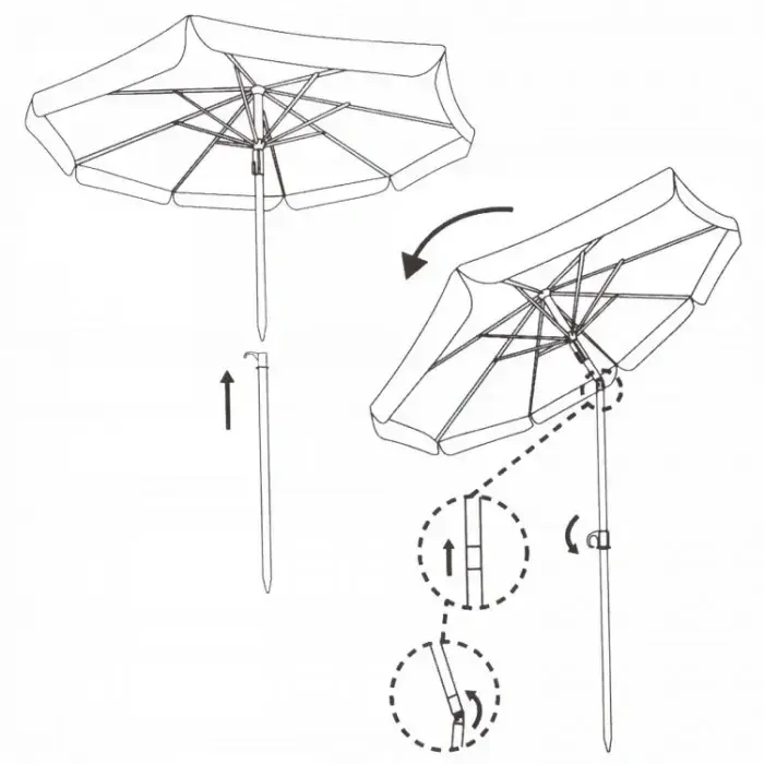 Beach umbrella Springos BU0008 — 180 cm, height 135–175 cm Photo 6