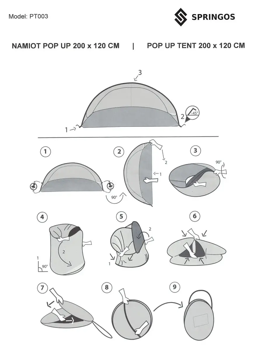 Pop-up tent Springos PT003 200×120×110 cm Photo 10