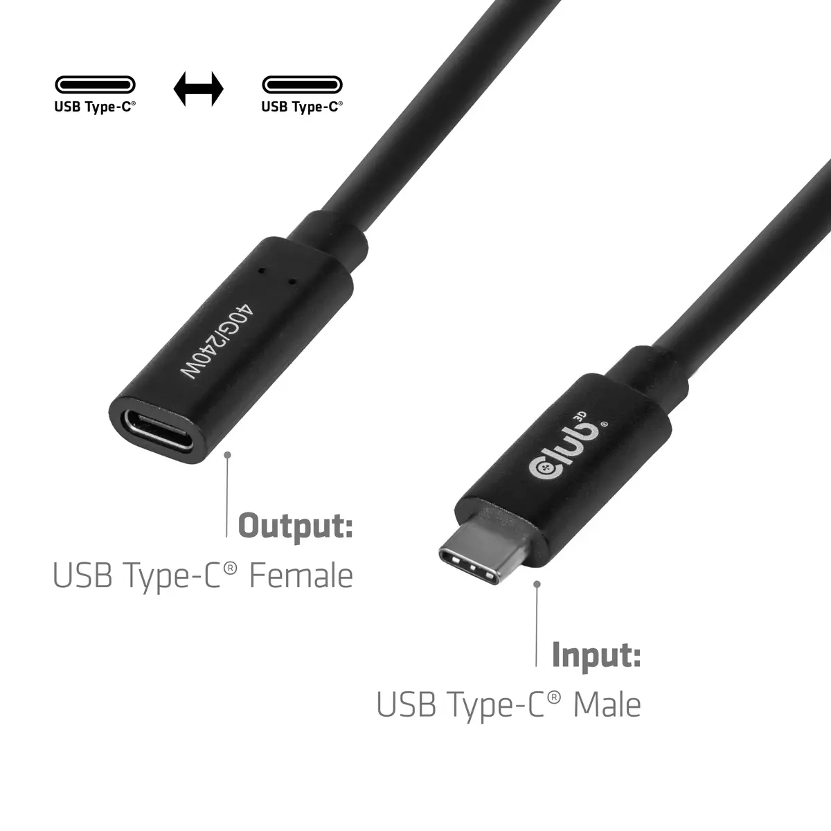 club 3d USB-C pagarinājuma kabelis 40Gbps 1 m Photo 4