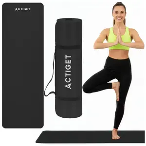 Exercise mat Springos ACT0016, NBR, 183×61×1.5 cm, black, 995 g, with adjustable carrying strap