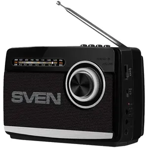 Portable Speaker SVEN SRP-535 — 3W, FM/AM/SW Radio, USB, microSD, Flashlight, Battery, Black