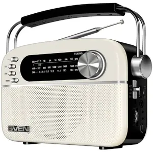 Portable speaker SVEN SRP-505 white — 3W, Bluetooth, FM/AM/SW, USB, microSD, AUX, battery